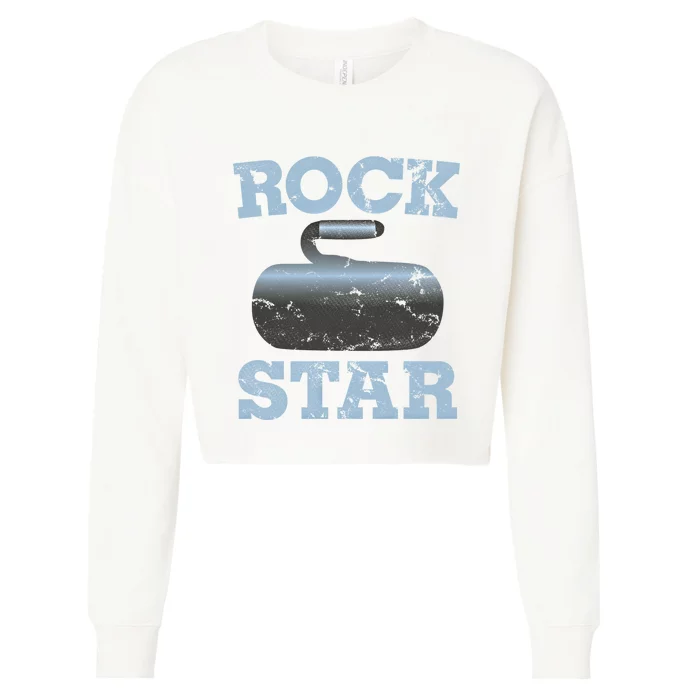 Ice Curling Star Shot Rock Stone Thrower Curl Gear Bonspiel Gift Cropped Pullover Crew