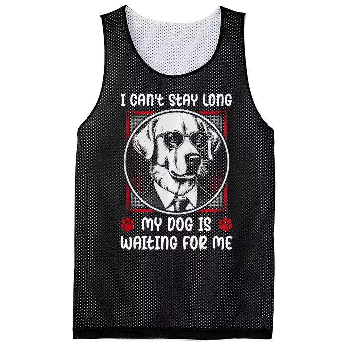 I CanT Stay Long My Dog Is Waiting For Dog Mom And Dog Dad Mesh Reversible Basketball Jersey Tank