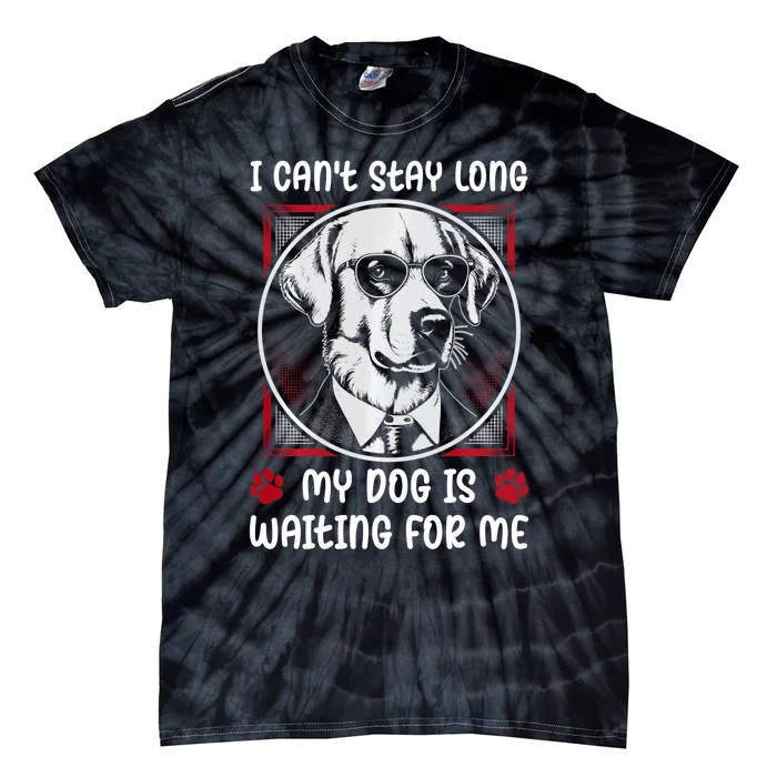 I CanT Stay Long My Dog Is Waiting For Dog Mom And Dog Dad Tie-Dye T-Shirt