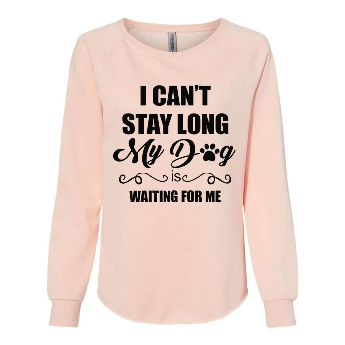 I Cant Stay Long. My Dog Is Waiting For Me Funny Dog Lover Gift Womens California Wash Sweatshirt