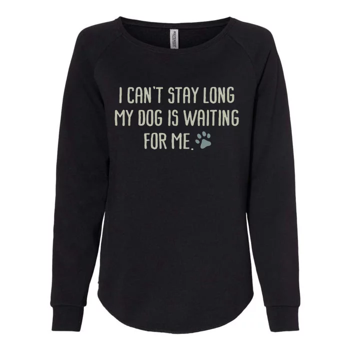 I CanT Stay Long My Dog Is Waiting For Me Mom Dad Dog Owner Womens California Wash Sweatshirt