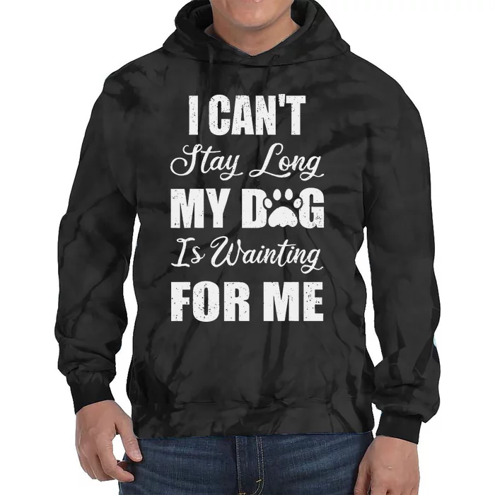 I CanT Stay Too Long My Dog Is Waiting For Me Funny Tie Dye Hoodie