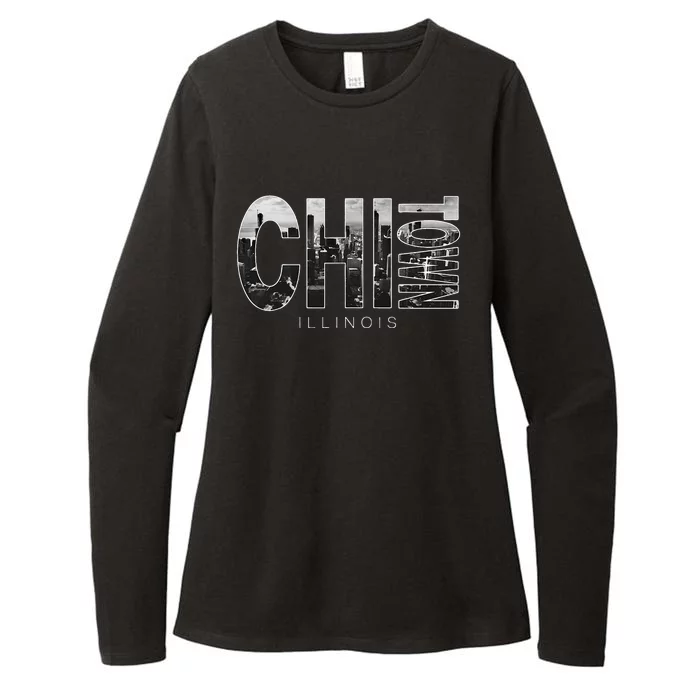 Illinois Chicago Skyline Chi Town Womens CVC Long Sleeve Shirt