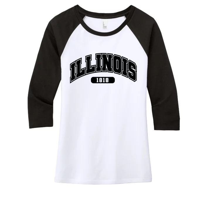 Illinois Collegiate Style 1818 Women's Tri-Blend 3/4-Sleeve Raglan Shirt