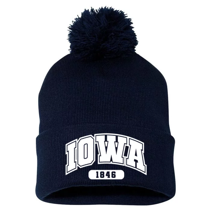 Iowa Collegiate Style 1846 Pom Pom 12in Knit Beanie