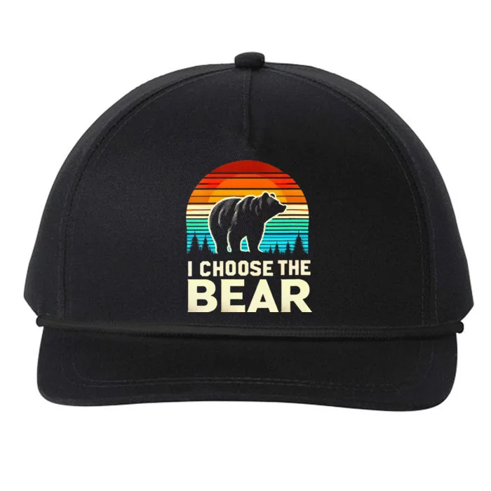 I Choose The Bear Vintage Sunset Snapback Five-Panel Rope Hat