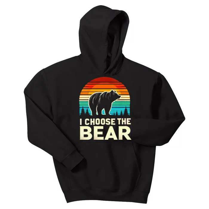 I Choose The Bear Vintage Sunset Kids Hoodie