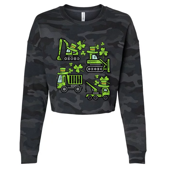 Irish Construction Truck Crane St Patricks Day Cropped Pullover Crew