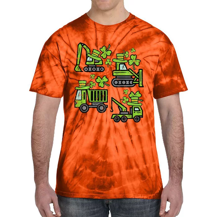 Irish Construction Truck Crane St Patricks Day Tie-Dye T-Shirt