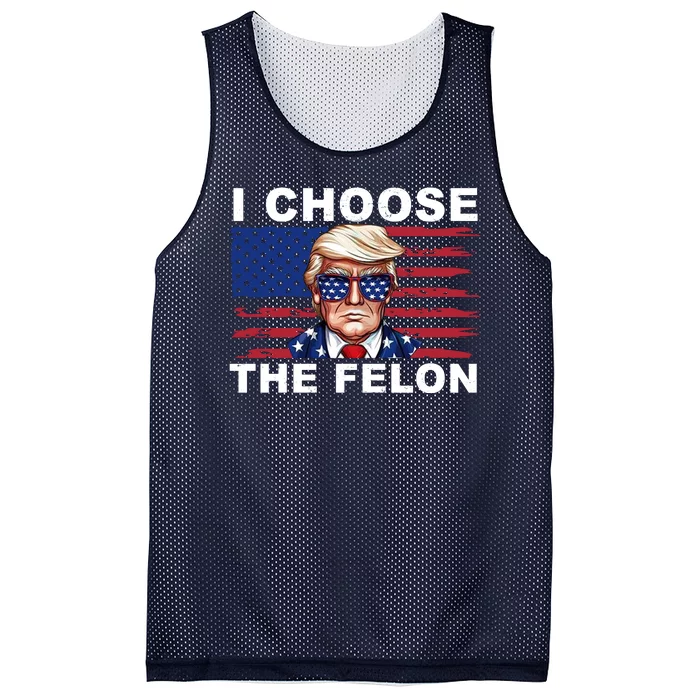 I Choose The Felon Funny Trump 2024 Republican Patriot Mesh Reversible Basketball Jersey Tank