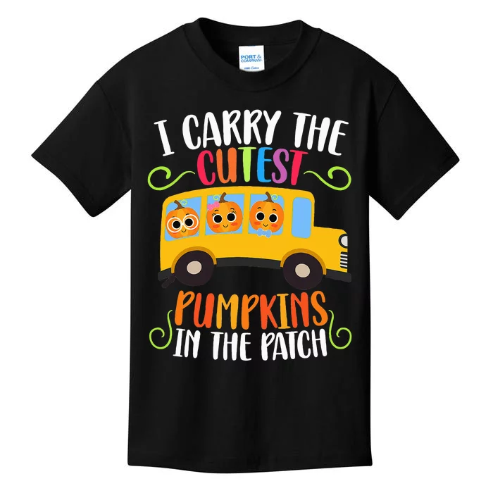 I Carry The Cutest Pumpkins Thanksgiving School Bus Driver Kids T-Shirt