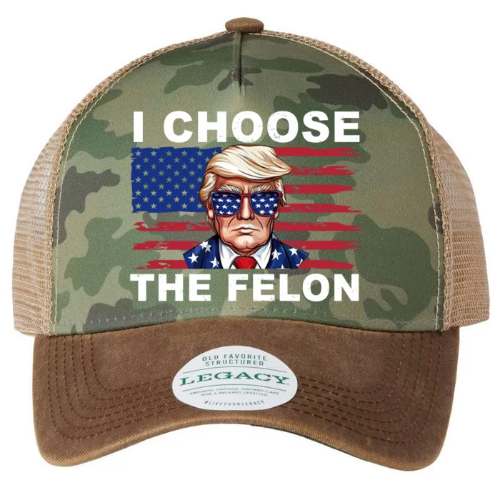 I Choose The Felon Funny Trump 2024 Republican Patriot Legacy Tie Dye Trucker Hat