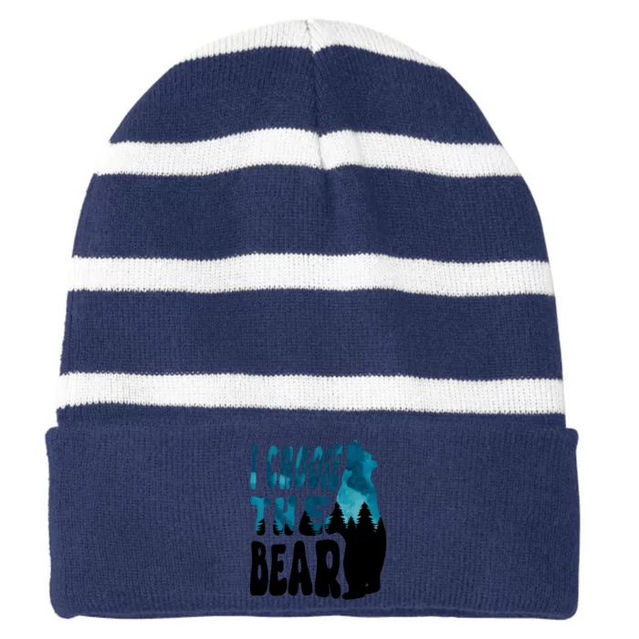 I Choose The Bear 2024 Bear In The Camp Trending Striped Beanie with Solid Band