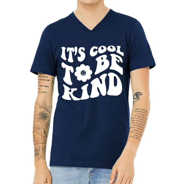 It's Cool To Be Kind Retro Quote V-Neck T-Shirt