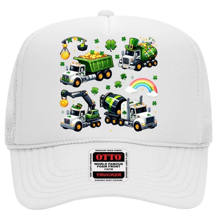 Irish Construction Truck St Patricks Day High Crown Mesh Trucker Hat