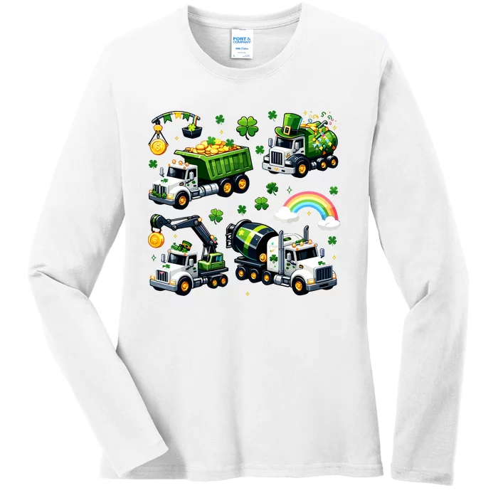 Irish Construction Truck St Patricks Day Ladies Long Sleeve Shirt