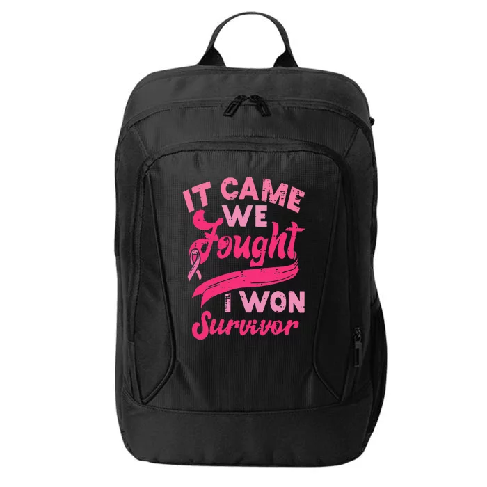 It came together we fought I won breast cancer awareness City Backpack