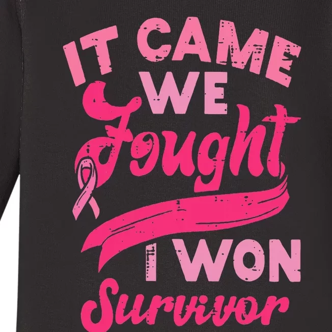 It came together we fought I won breast cancer awareness Baby Long Sleeve Bodysuit