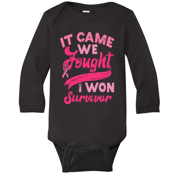 It came together we fought I won breast cancer awareness Baby Long Sleeve Bodysuit