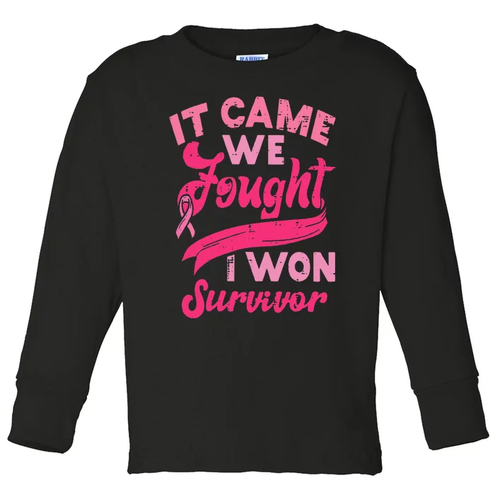 It came together we fought I won breast cancer awareness Toddler Long Sleeve Shirt