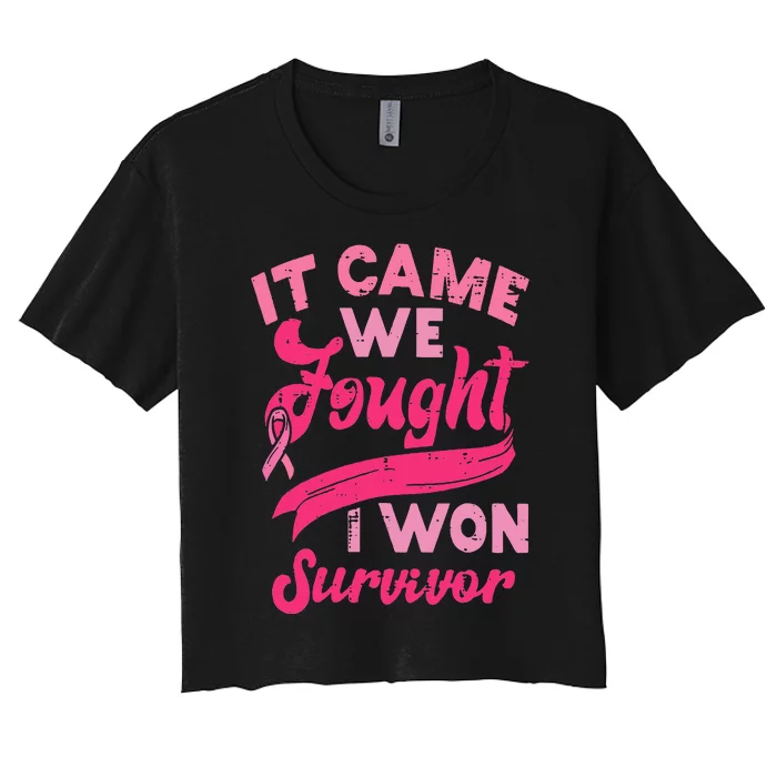 It came together we fought I won breast cancer awareness Women's Crop Top Tee