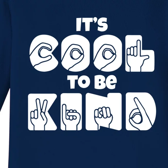 Its Cool To Be Kind Asl American Sign Language Design Gift Baby Long Sleeve Bodysuit