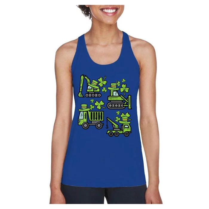 Irish Construction Truck Crane St Patricks Day Women's Racerback Tank