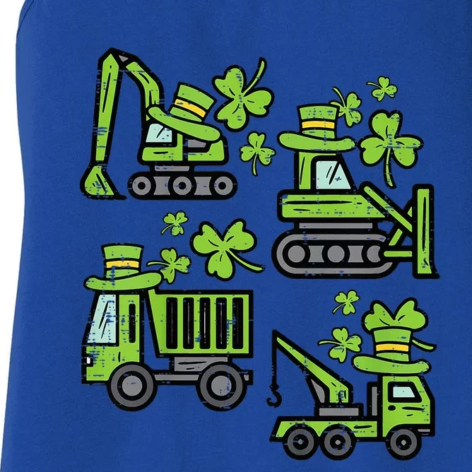 Irish Construction Truck Crane St Patricks Day Women's Racerback Tank