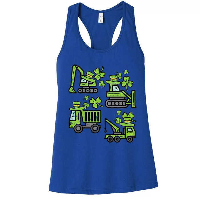 Irish Construction Truck Crane St Patricks Day Women's Racerback Tank