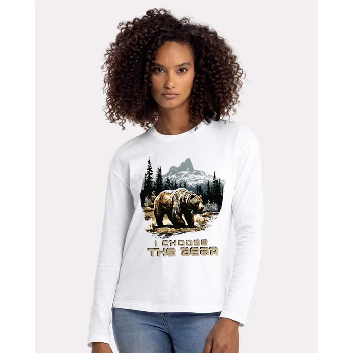 I Choose The Bear Womens Cotton Relaxed Long Sleeve T-Shirt