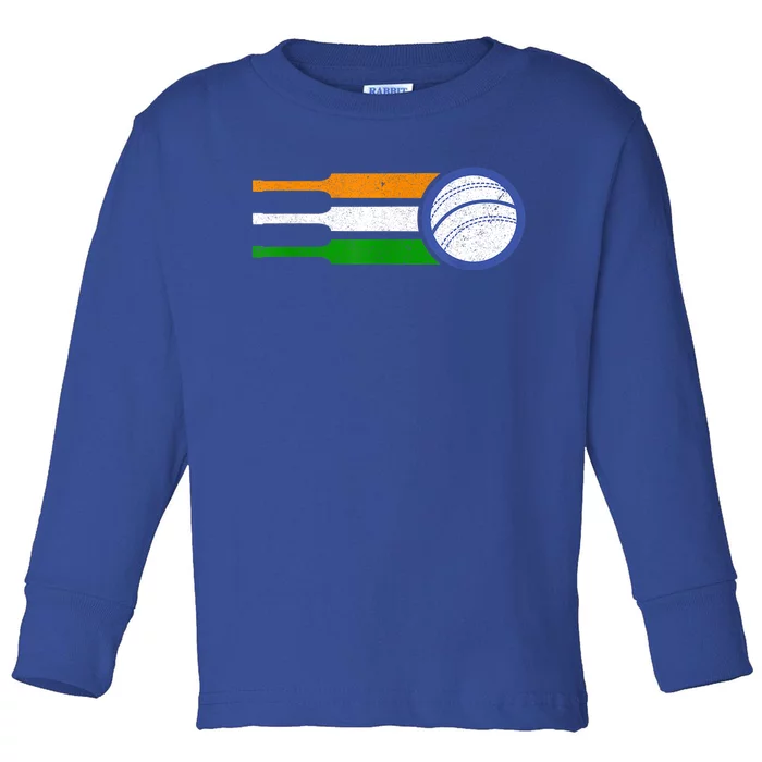 India Cricket Team Gift Indian Cricket Fan Flag Gift Toddler Long Sleeve Shirt