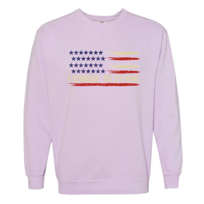 I Choose To Stand Gift Pledge Of Allegiance American Flag Gift Garment-Dyed Sweatshirt