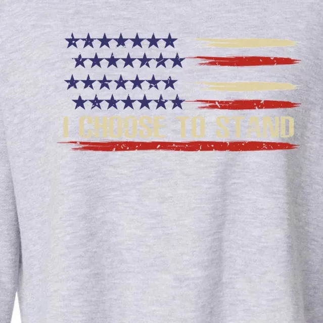 I Choose To Stand Gift Pledge Of Allegiance American Flag Gift Cropped Pullover Crew