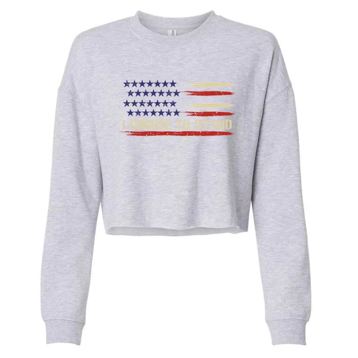 I Choose To Stand Gift Pledge Of Allegiance American Flag Gift Cropped Pullover Crew