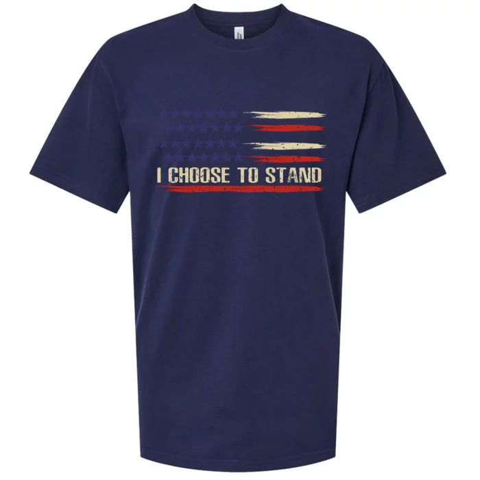 I Choose To Stand Gift Pledge Of Allegiance American Flag Gift Sueded Cloud Jersey T-Shirt