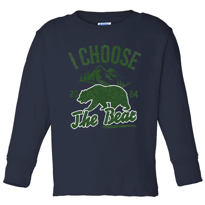 I Choose The Bear 2024 Toddler Long Sleeve Shirt