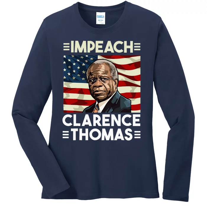 Impeach Clarence Thomas Supreme Court Justice Ladies Long Sleeve Shirt