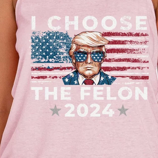 I Choose The Felon 2024 Funny Republican Patriot Women Women's Knotted Racerback Tank