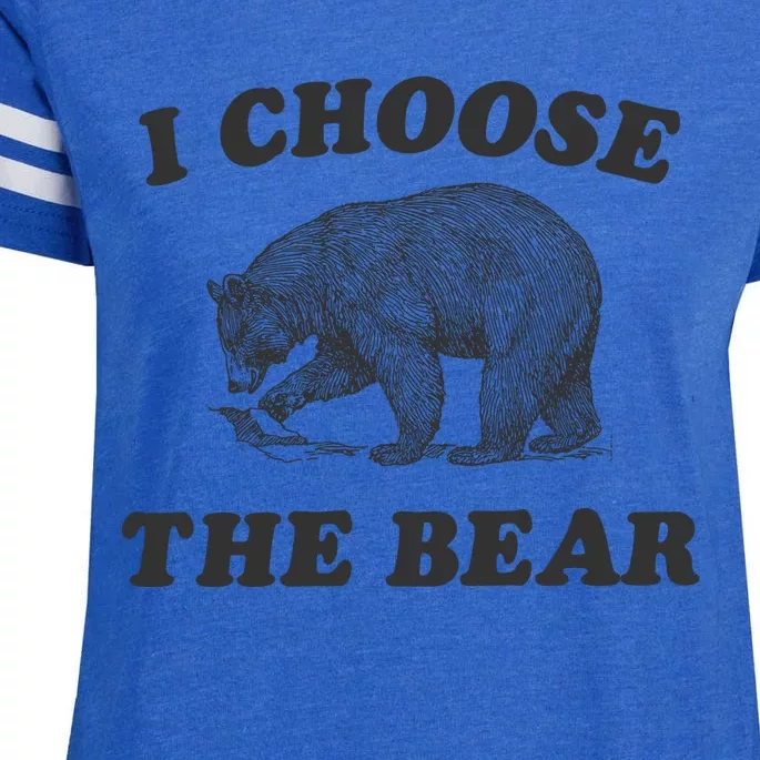 I Choose The Bear Funny Bear Vs Man Enza Ladies Jersey Football T-Shirt