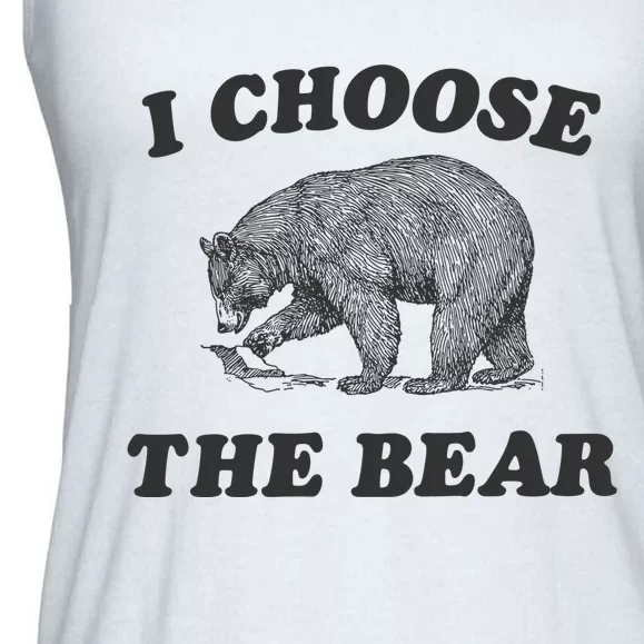 I Choose The Bear Funny Bear Vs Man Ladies Essential Flowy Tank