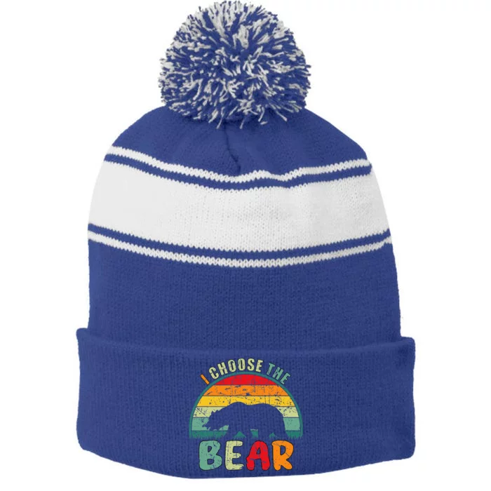 I Choose The Bear Stripe Pom Pom Beanie