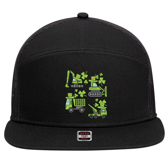 Irish Construction Truck Crane St Patricks Day 7 Panel Mesh Trucker Snapback Hat