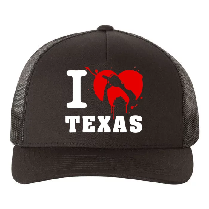 I Chainsaw Texas Funny Chainsaw Heart Yupoong Adult 5-Panel Trucker Hat