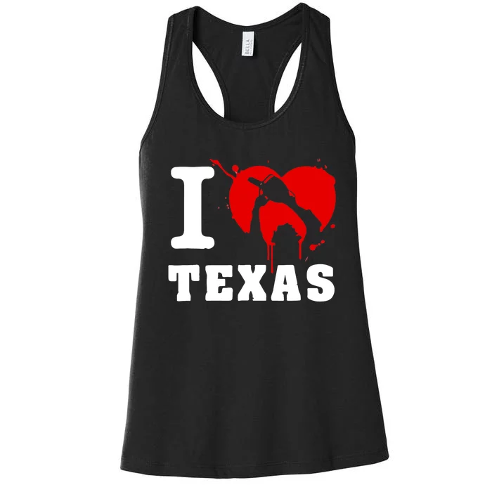 I Chainsaw Texas Funny Chainsaw Heart Women's Racerback Tank