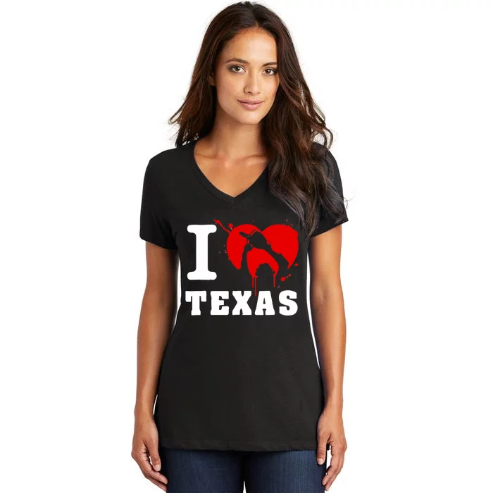 I Chainsaw Texas Funny Chainsaw Heart Women's V-Neck T-Shirt