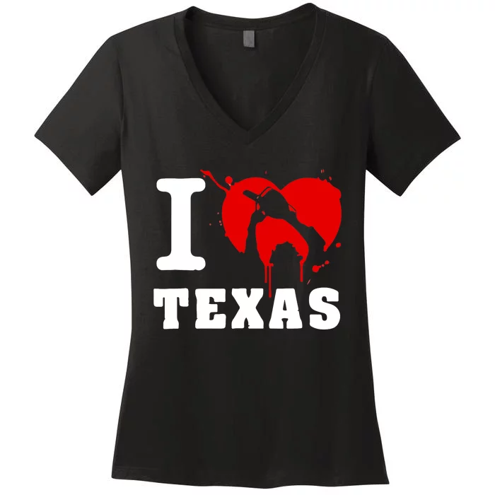 I Chainsaw Texas Funny Chainsaw Heart Women's V-Neck T-Shirt