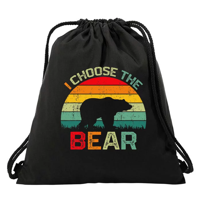 I Choose The Bear Safer In The Woods With A Bear Than A Man Drawstring Bag