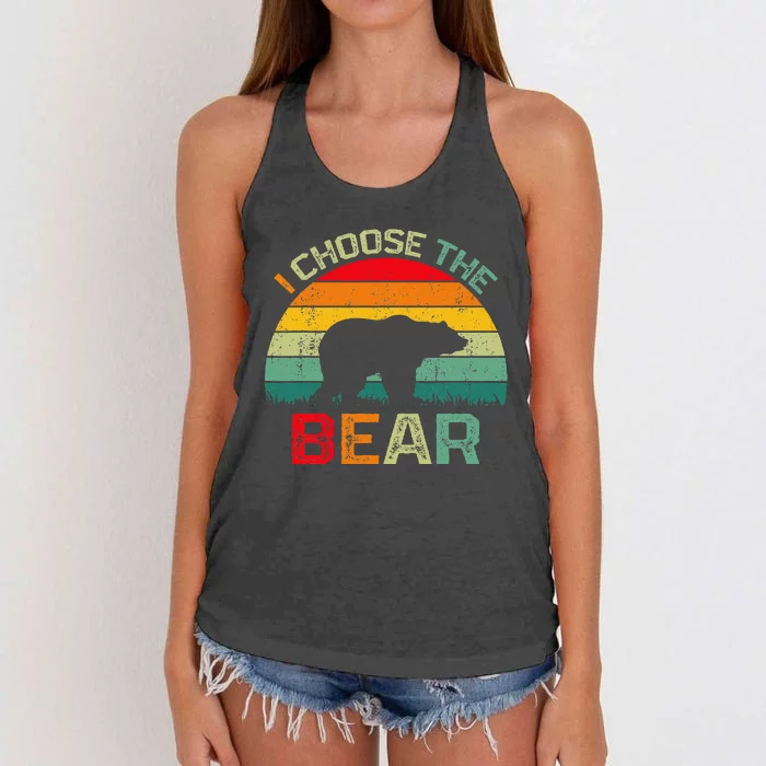 I Choose The Bear Safer In The Woods With A Bear Than A Man Women's Knotted Racerback Tank