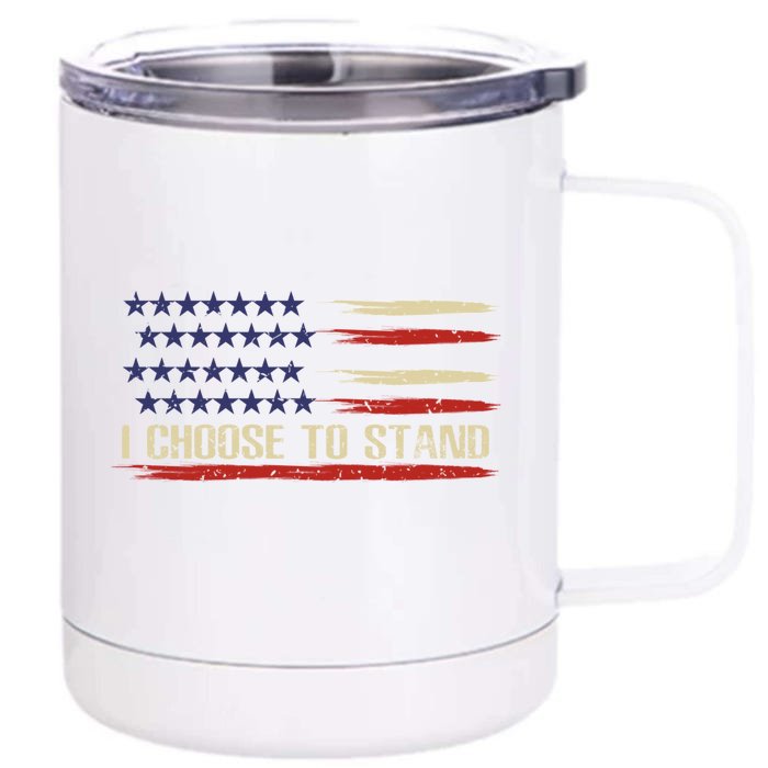 I Choose To Stand Cool Gift Pledge Of Allegiance American Flag Cute Gift Front & Back 12oz Stainless Steel Tumbler Cup