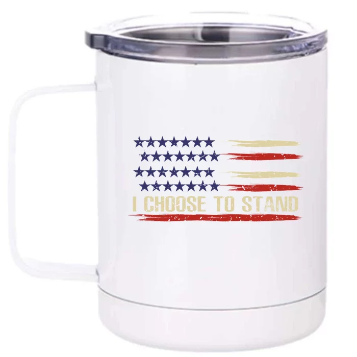 I Choose To Stand Cool Gift Pledge Of Allegiance American Flag Cute Gift Front & Back 12oz Stainless Steel Tumbler Cup